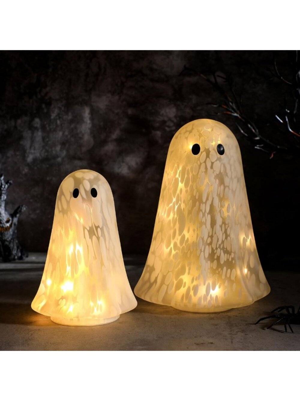 2 Pcs Halloween Ghost Table Lights - Spooky Confetti Decor for Festive Parties